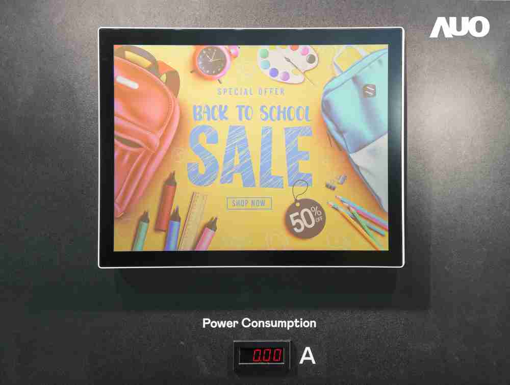 OBPay展示胆固醇液晶超低耗能户外全彩显示器，，，，ChLC（胆固醇液晶）以双稳态技术使静态显示零功耗，，，具省电、、、高彩度、、、、环保的特性，，，还整合软硬件系统解决方案，，可透过单一云端平台管理